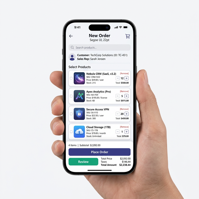 Prise de commande mobile Distribia